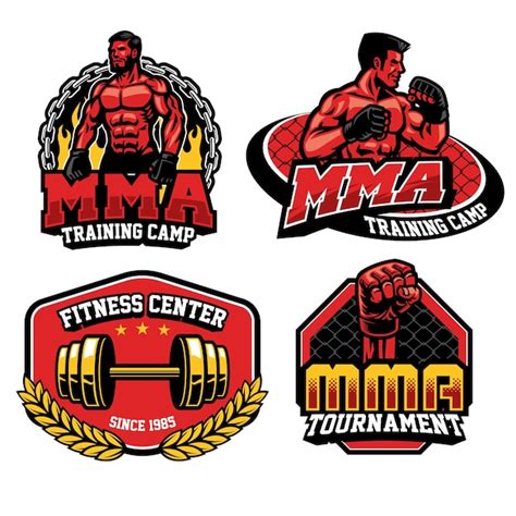 Colección de insignias de entrenamiento de lucha de mma Vector Premium