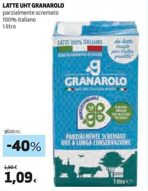 LATTE UHT GRANAROLO Parzialmente Scremato 100 Italiano 1 Litro Offerta