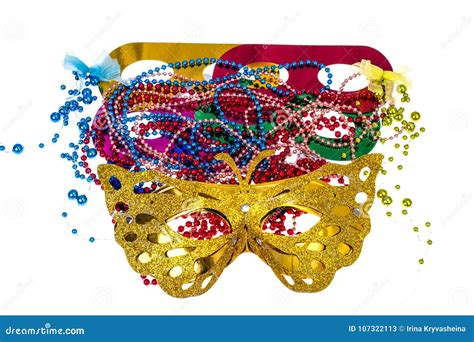 Masquerade Accessories For Mardi Gras Parties Stock Image Image Of Colorful Decoration 107322113