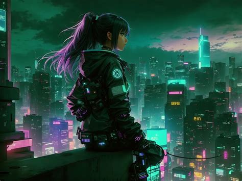 Premium AI Image | A anime girl futuristic city