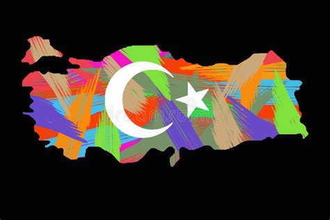 Turkish National Flag Symbols Fillings in Map of Turkey Stock Image ...