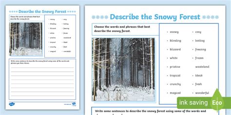 Describe The Snowy Forest Writing Activity Teacher Made