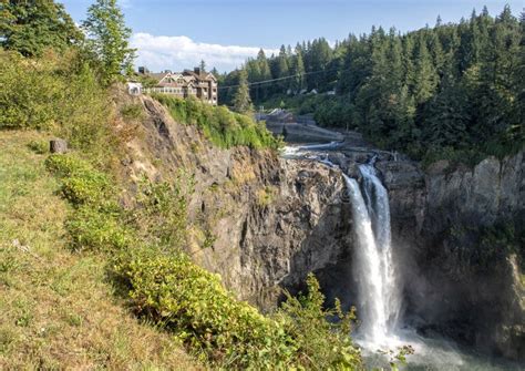 Snoqualmie Falls, a Waterfall on the Snoqualmie River, East of Seattle ...