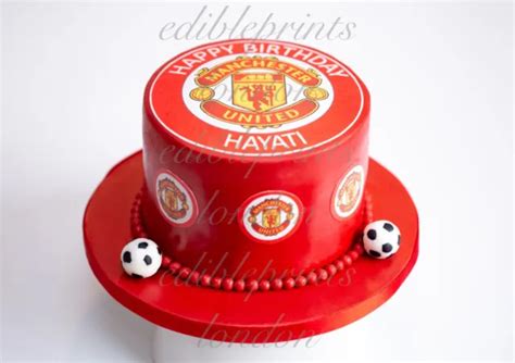 Manchester United Football Personalised Round Edible Cake Topper Wafer Card £6 95 Picclick Uk