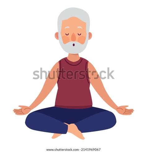 Old Man Practicing Yoga Character Stock Vector Royalty Free