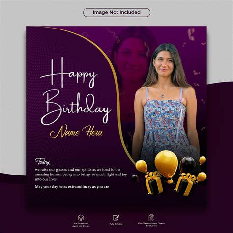 Happy Birthday Wish And Celebration Post Design Psd Template For Social