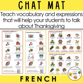 French Chat Mat L Action De Gr Ce Thanksgiving Chat Mat Tpt