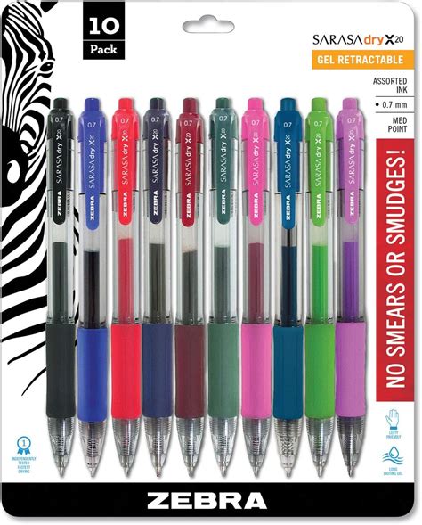 Amazon Zebra Pen Sarasa Retractable Gel Pen Medium Point 0 7mm