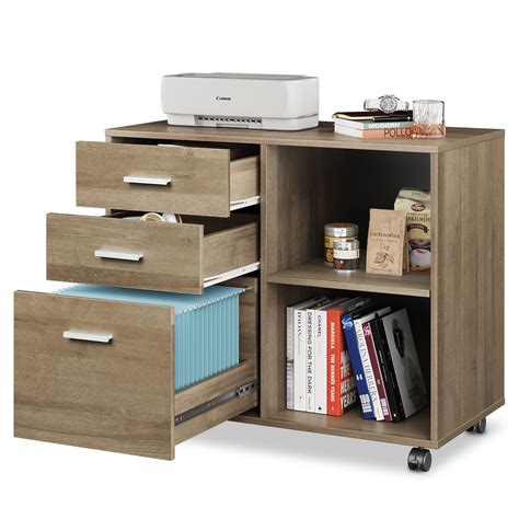 Devaise Drawer Wood File Cabinet Mobile Lateral Filing Cabinet