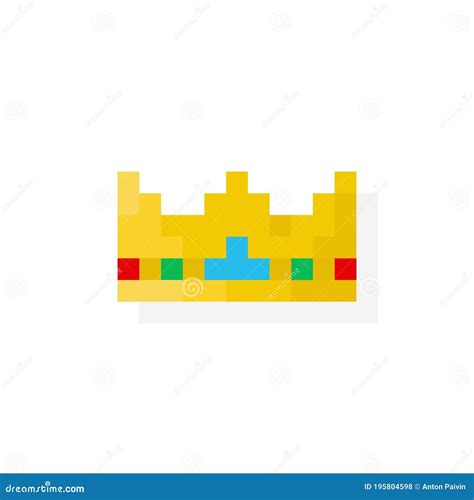 Pixel Art 8 Bit Gloden Crown With Jewels Isolated Vector Illustration