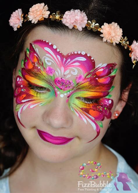 Butterfly Pink Roses Face Paint Fizzbubble