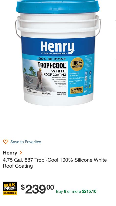 Henry Gal Tropi Cool Silicone White Roof Coating For