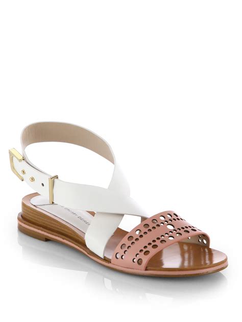 Crosby Derek Lam Pilar Lowwedge Leather Sandals In White Blush Lyst