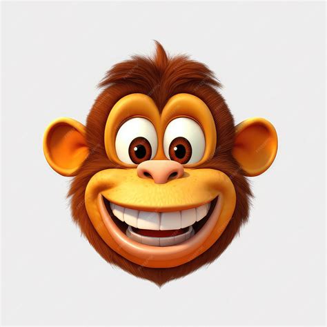 Premium AI Image | Cartoon Monkey mascot smiley face on white background