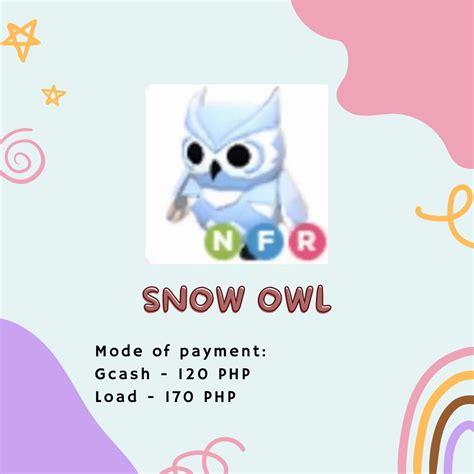 ADOPT ME NFR SNOW OWL (NEON FLY RIDE), Video Gaming, Video Games ...