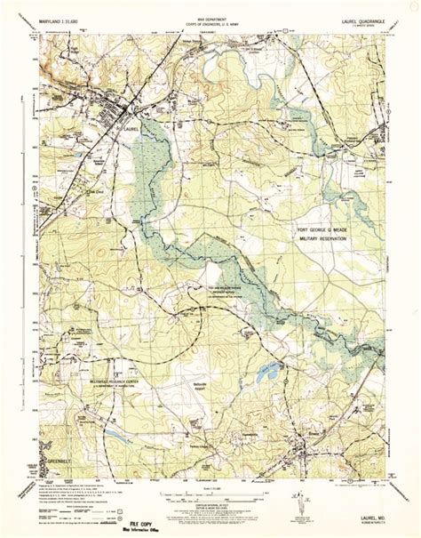 Laurel, MD (1944, 31680-Scale) Map by United States Geological Survey | Avenza Maps