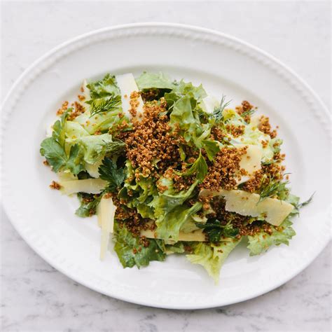 Escarole Salad With Anchovy Cream And Crispy Quinoa Recipe Bon Appétit Fried Quinoa Crispy