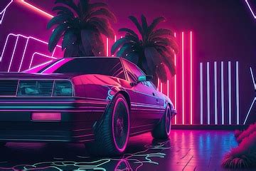 Premium Photo | Retrowave vintage illustration synthwave purple ...