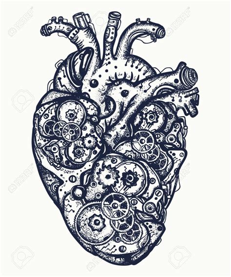 Mechanical Heart Tattoo Symbol Of Steampunk Tattoo Gear Tattoo