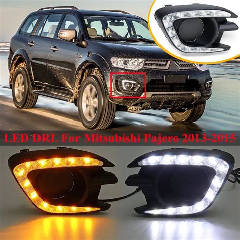 12V Pair LED Car Flashing DRL For Mitsubishi Pajero 2013 2014 2015