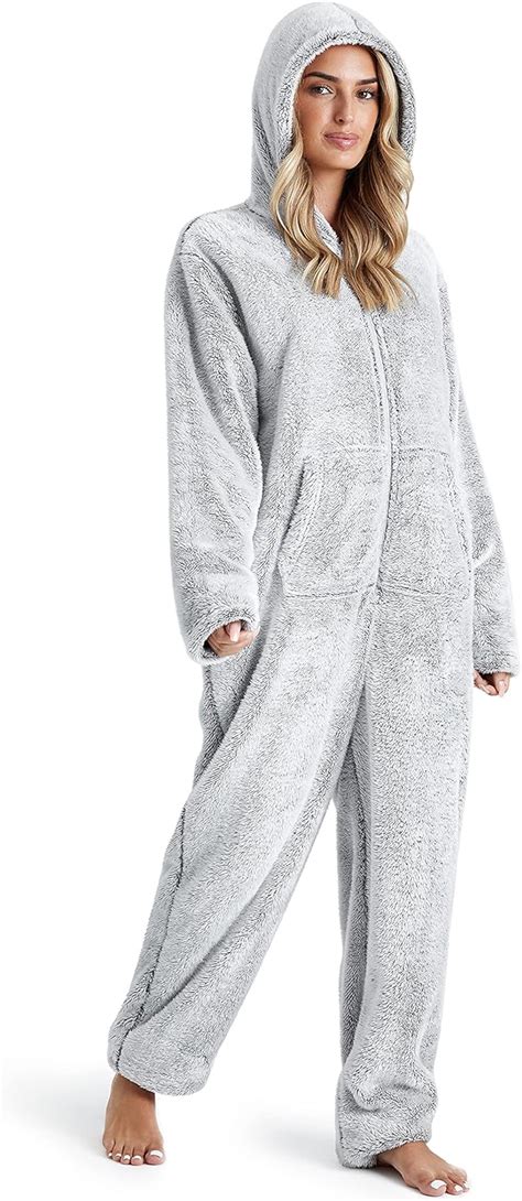 Citycomfort Jumpsuit Damen Kuschelig Fleece Einteiler Schlafanzug