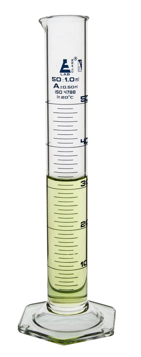 Borosilicate Glass Graduated Cylinder 50 Ml 05 Ml Graduation Class — Eisco Industrial