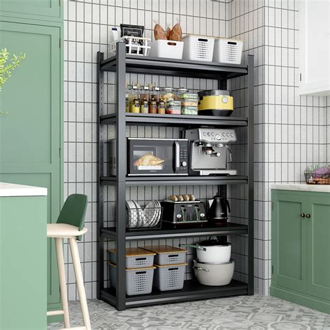 Winston Porter 72"H 5 Tier Metal Shelves For Storage Garage Shelving ...