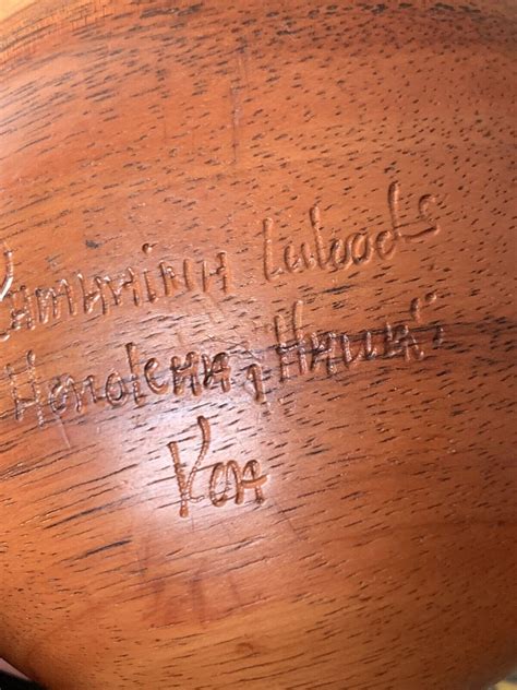 Vintage Koa Wood Bowl Signed Kamaaina Woods Hawaii Honolulu Hand