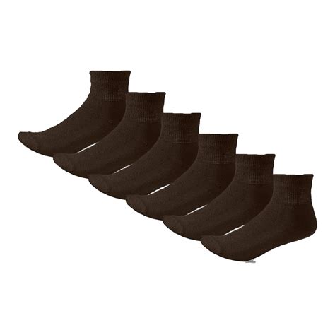 Mens Womens Cotton Diabetic Ankle Socks 6 Pack Non Binding Top And Cushion Sole Dark Brown 9 11