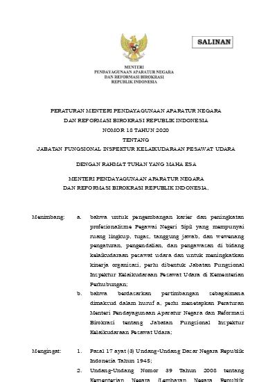 Dengan Rahmat Tuhan Yang Maha Esa Menteri Pendayagunaan Aparatur