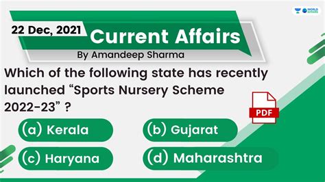 22 December 2021 Daily Current Affairs MCQs By Aman Sir YouTube