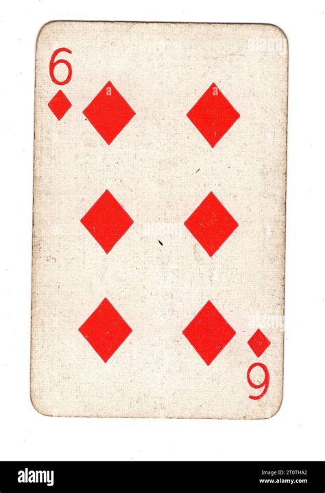 A Vintage Six Of Diamonds Playing Card Isolated On A White Background