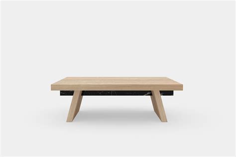Laws of Motion Square Coffee Table in Oak Solid Wood and Marble by Joel