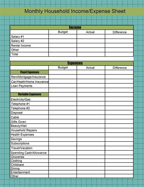 Income Vs Expense Worksheet Kids Income Spreadsheet Expenses