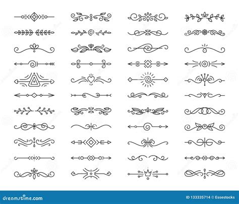 Text Divider Simple Black Line Icons Vector Set Stock Vector