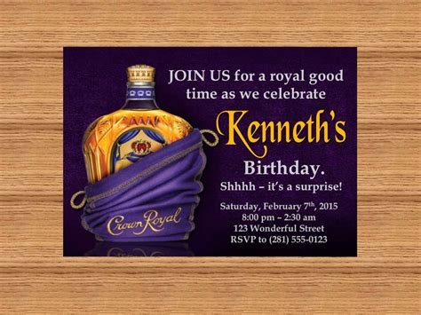 PRINTABLE Custom Invitation Crown Royal Themed Party Invitation Etsy