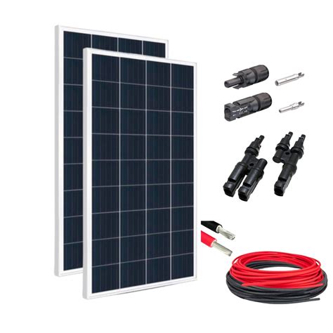 Kit 2xpainel Placa Energia Solar 155w Cabos E Conectores MC4 Na