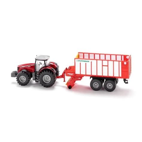 Jouet Miniature Avec Remorque Siku Massey Ferguson Rouge