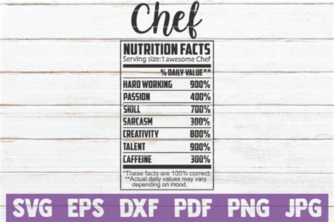 Chef Nutrition Facts Graphic by MintyMarshmallows · Creative Fabrica