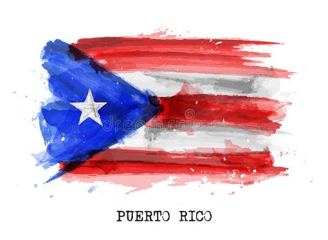 Realistic Watercolor Painting Flag of Puerto Rico . Vector Stock Vector ...