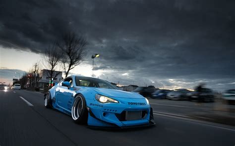 Toyota Gt86 Supercar Bleue Vue De Face Fonds Décran 1920x1200 Fonds