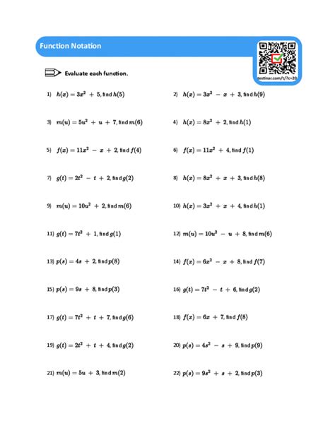 Function Notation Worksheet 8th Grade