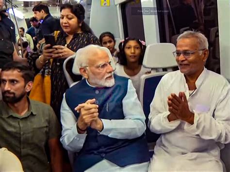 Pm Modi Rides Delhi Metro On His 73rd Birthday Passengers Wish Him In Their Own Ways See Pics