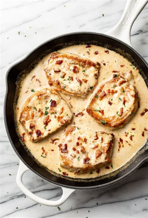 These Creamy Bacon Pork Chops Are Pan Seared To Perfection And