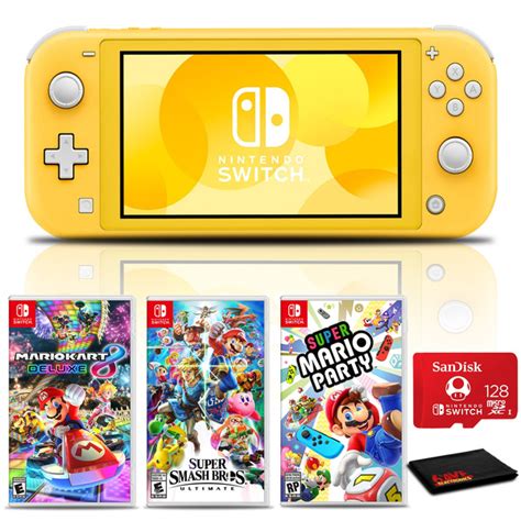 Nintendo Switch Lite Console Yellow Bundle With Gb Microsd Super