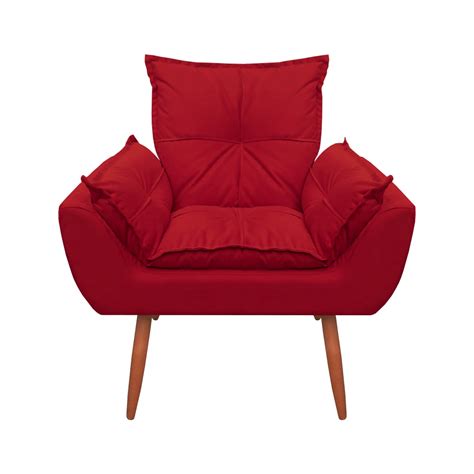 Poltrona Decorativa Opala Plus Suede Vermelho Shopee Brasil