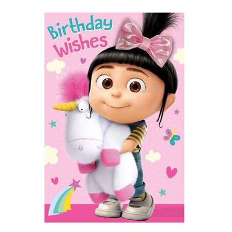 Agnes & Fluffy Minions Birthday Card With Hair Clip (DE140) - Character Brands