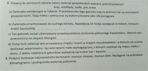 Dopasuj do poniższych opisów nazwy zwierząt gospodarskich wybrane