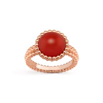 Perlée couleurs Between the Finger ring 18K rose gold Carnelian