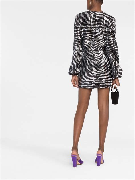 Dolce And Gabbana Zebra Sequin Wrap Dress Black Farfetch